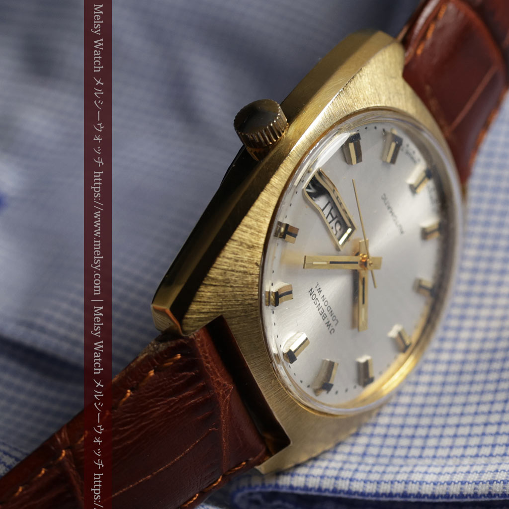 英国ベンソンの昭和レトロなカレンダー付自動巻き腕時計 【1970年頃】-W1682-12