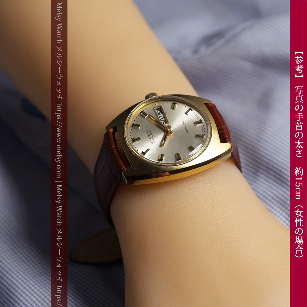 英国ベンソンの昭和レトロなカレンダー付自動巻き腕時計 【1970年頃】-W1682-22