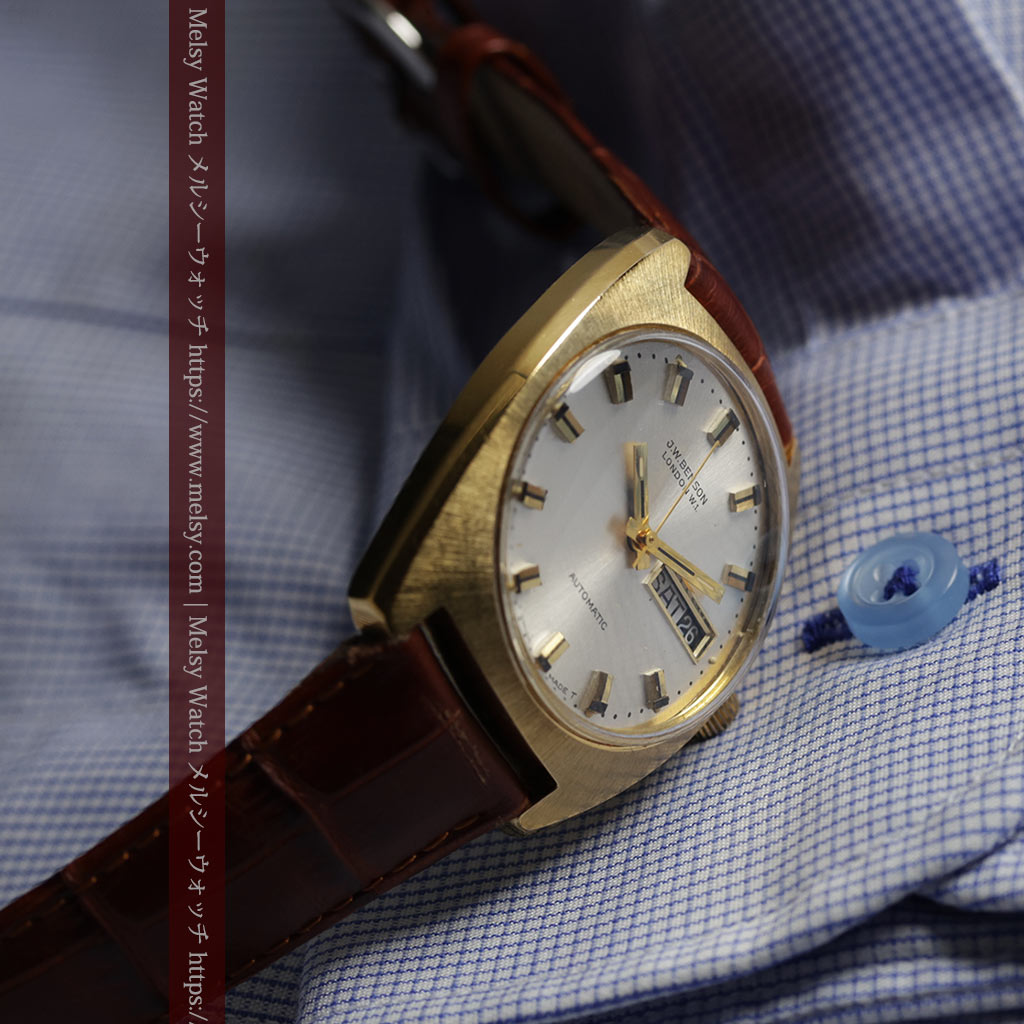 英国ベンソンの昭和レトロなカレンダー付自動巻き腕時計 【1970年頃】-W1682-6