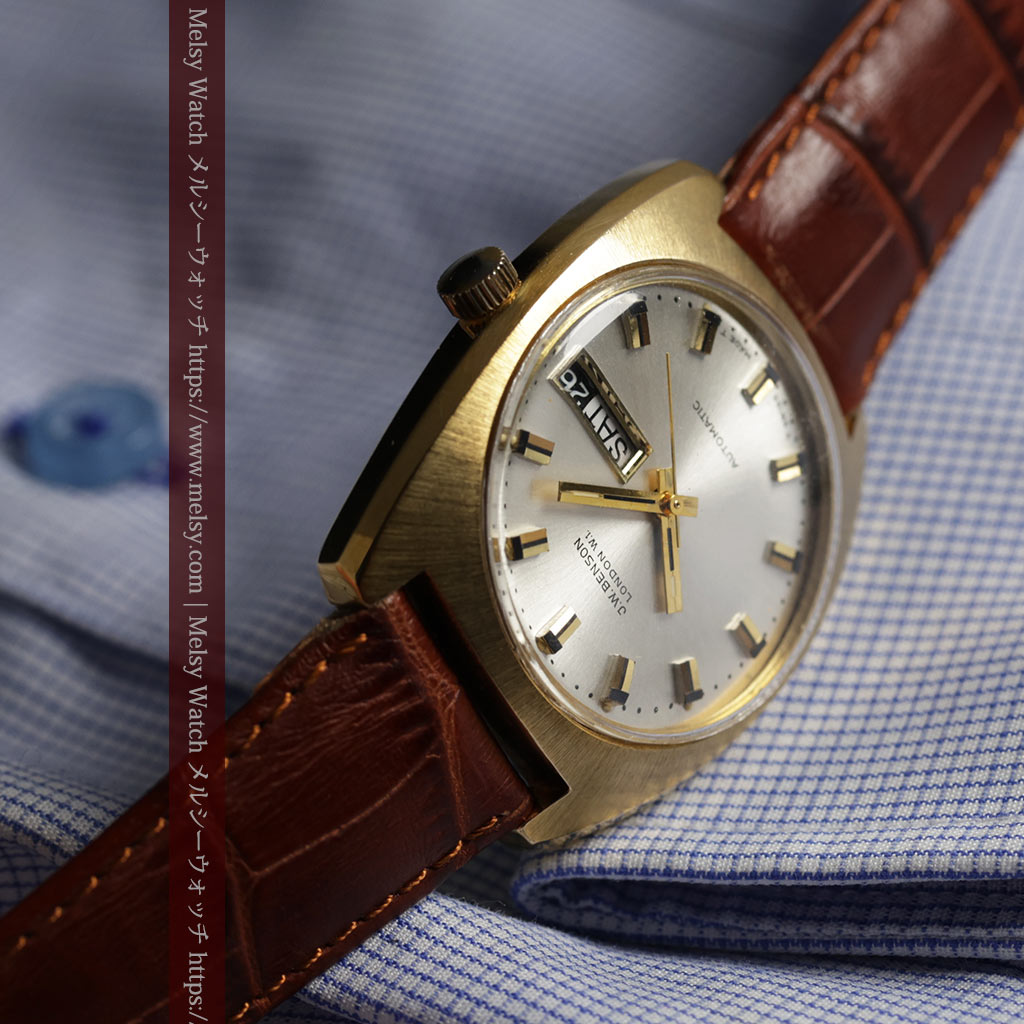 英国ベンソンの昭和レトロなカレンダー付自動巻き腕時計 【1970年頃】-W1682-7