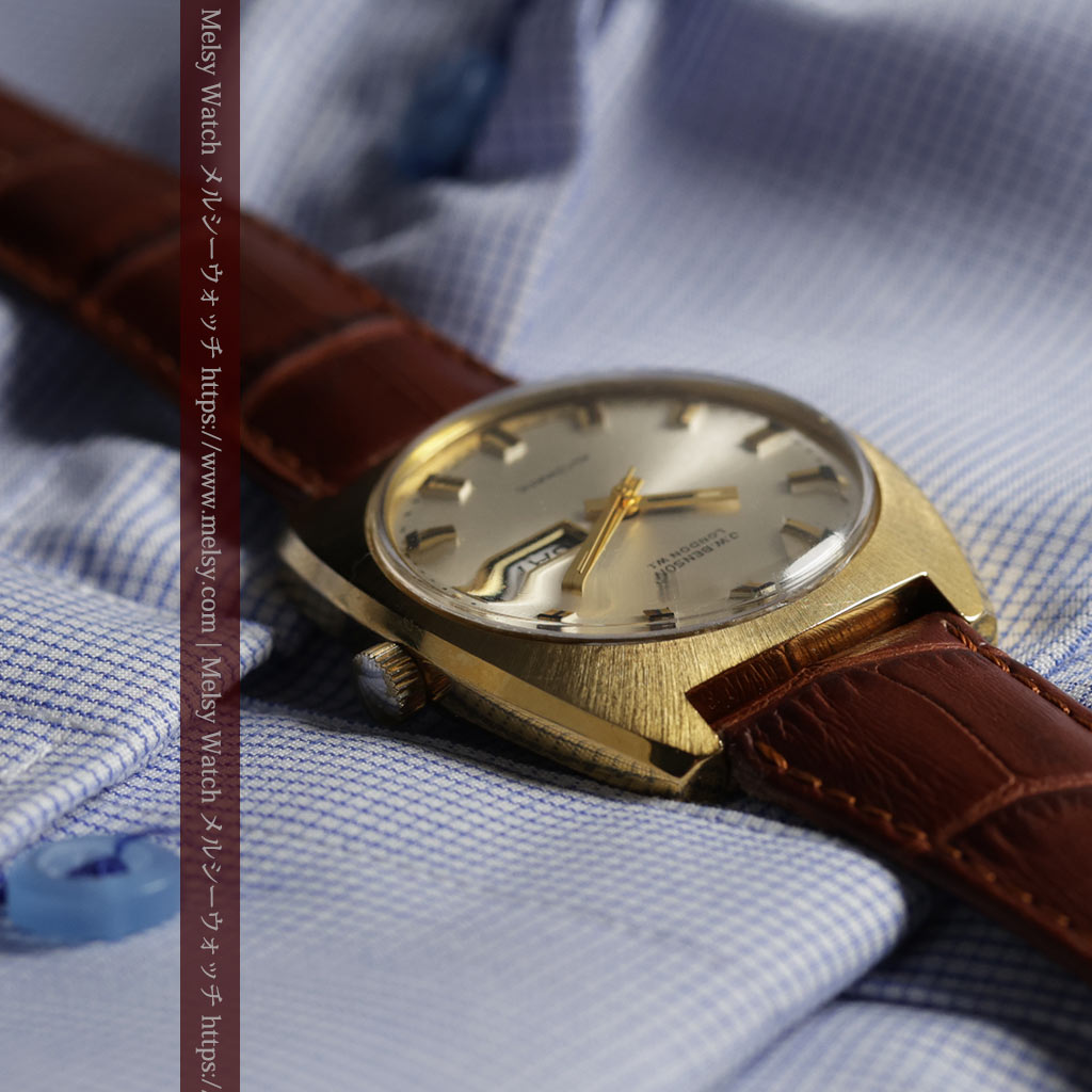 英国ベンソンの昭和レトロなカレンダー付自動巻き腕時計 【1970年頃】-W1682-9