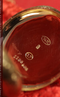 ロンジン 古典的な楽器が並ぶ音楽に携わる方のための金無垢アンティーク懐中時計 【1901年製】箱付き-P2413-21