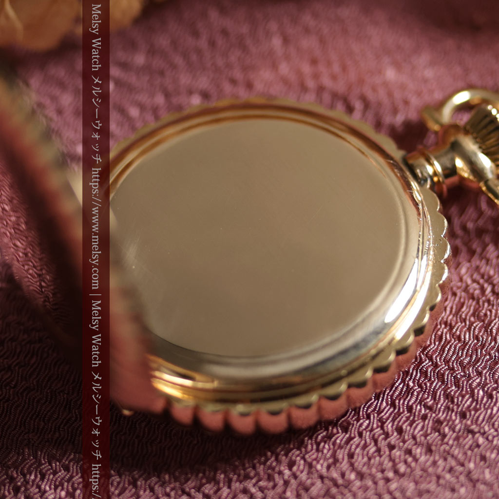 菊花・向日葵のようなケースの凹凸が美しいエルジンの金無垢懐中時計 【1900年頃】-P2414-19