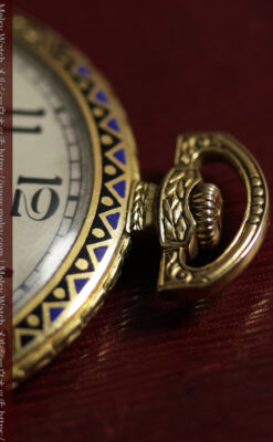 ロンジン 豪華で綺麗な装飾の18金無垢アンティーク懐中時計 【1927年製】箱付き-P2415-1