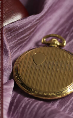 ロンジン 豪華で綺麗な装飾の18金無垢アンティーク懐中時計 【1927年製】箱付き-P2415-10