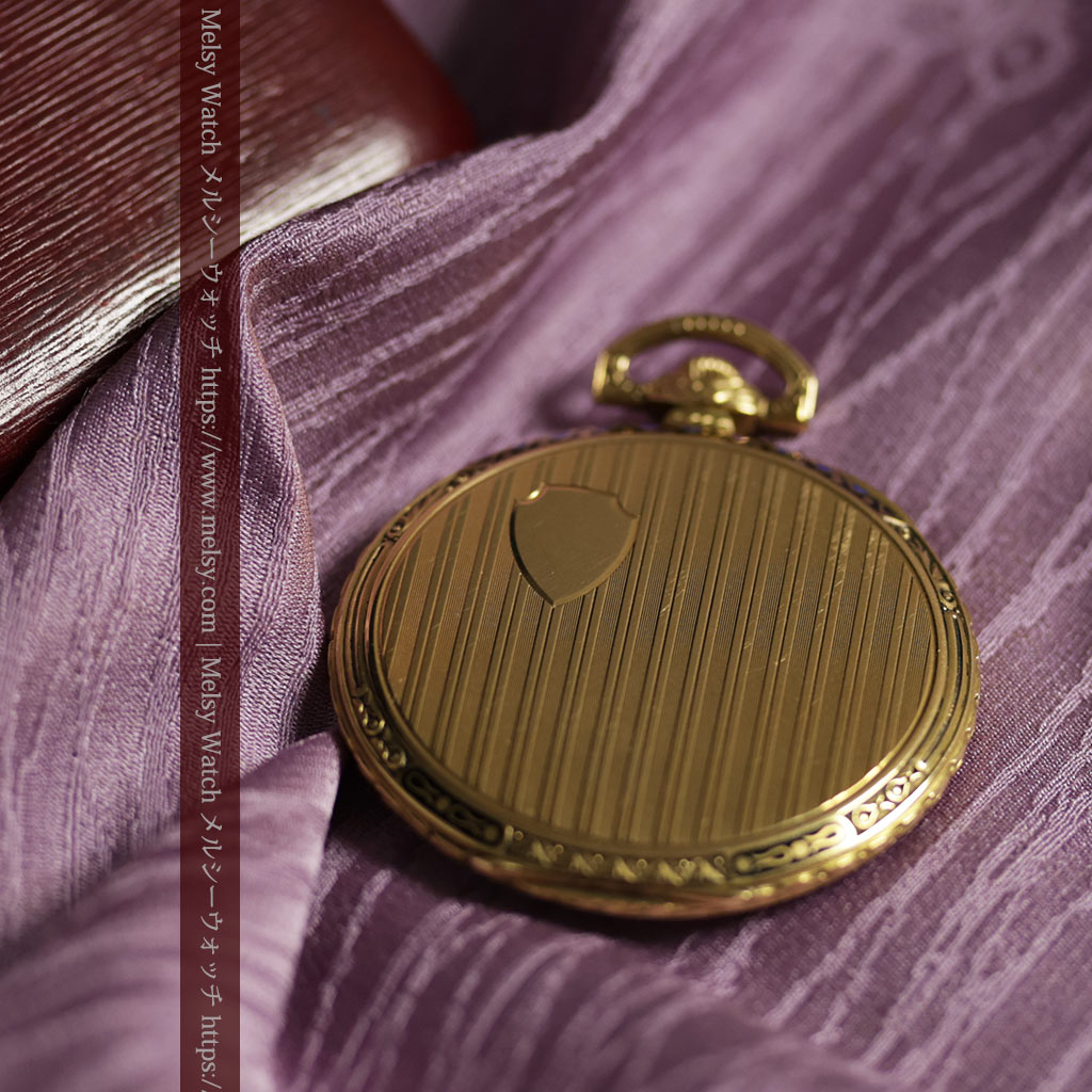 ロンジン 豪華で綺麗な装飾の18金無垢アンティーク懐中時計 【1927年製】箱付き-P2415-10