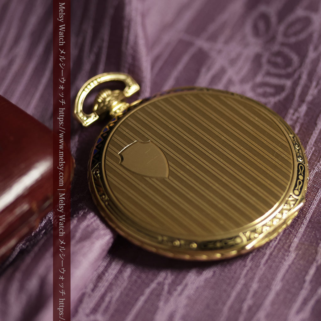 ロンジン 豪華で綺麗な装飾の18金無垢アンティーク懐中時計 【1927年製】箱付き-P2415-11