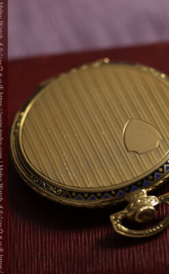 ロンジン 豪華で綺麗な装飾の18金無垢アンティーク懐中時計 【1927年製】箱付き-P2415-12