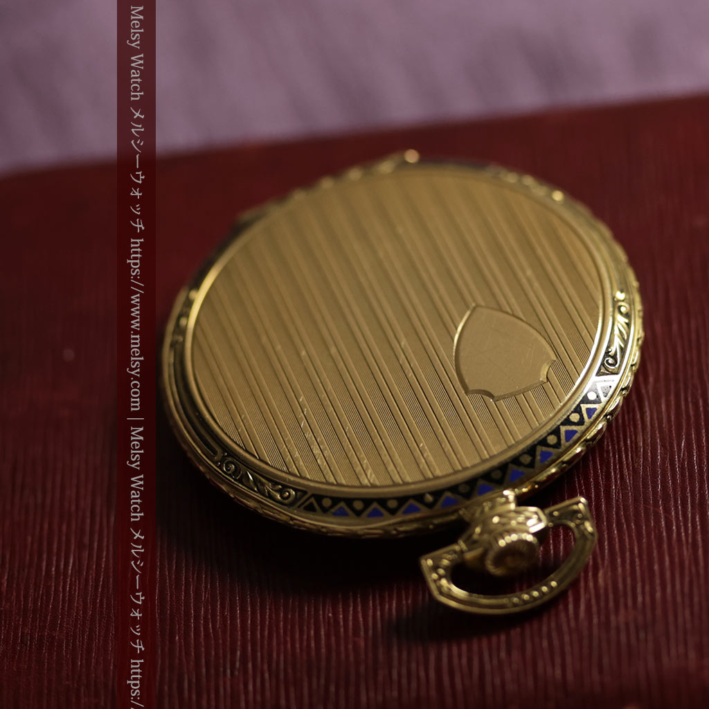 ロンジン 豪華で綺麗な装飾の18金無垢アンティーク懐中時計 【1927年製】箱付き-P2415-12