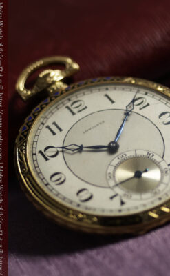 ロンジン 豪華で綺麗な装飾の18金無垢アンティーク懐中時計 【1927年製】箱付き-P2415-13