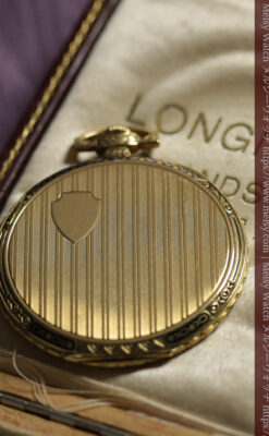 ロンジン 豪華で綺麗な装飾の18金無垢アンティーク懐中時計 【1927年製】箱付き-P2415-18