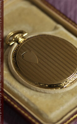 ロンジン 豪華で綺麗な装飾の18金無垢アンティーク懐中時計 【1927年製】箱付き-P2415-19