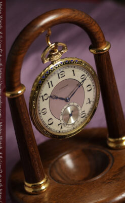 ロンジン 豪華で綺麗な装飾の18金無垢アンティーク懐中時計 【1927年製】箱付き-P2415-2