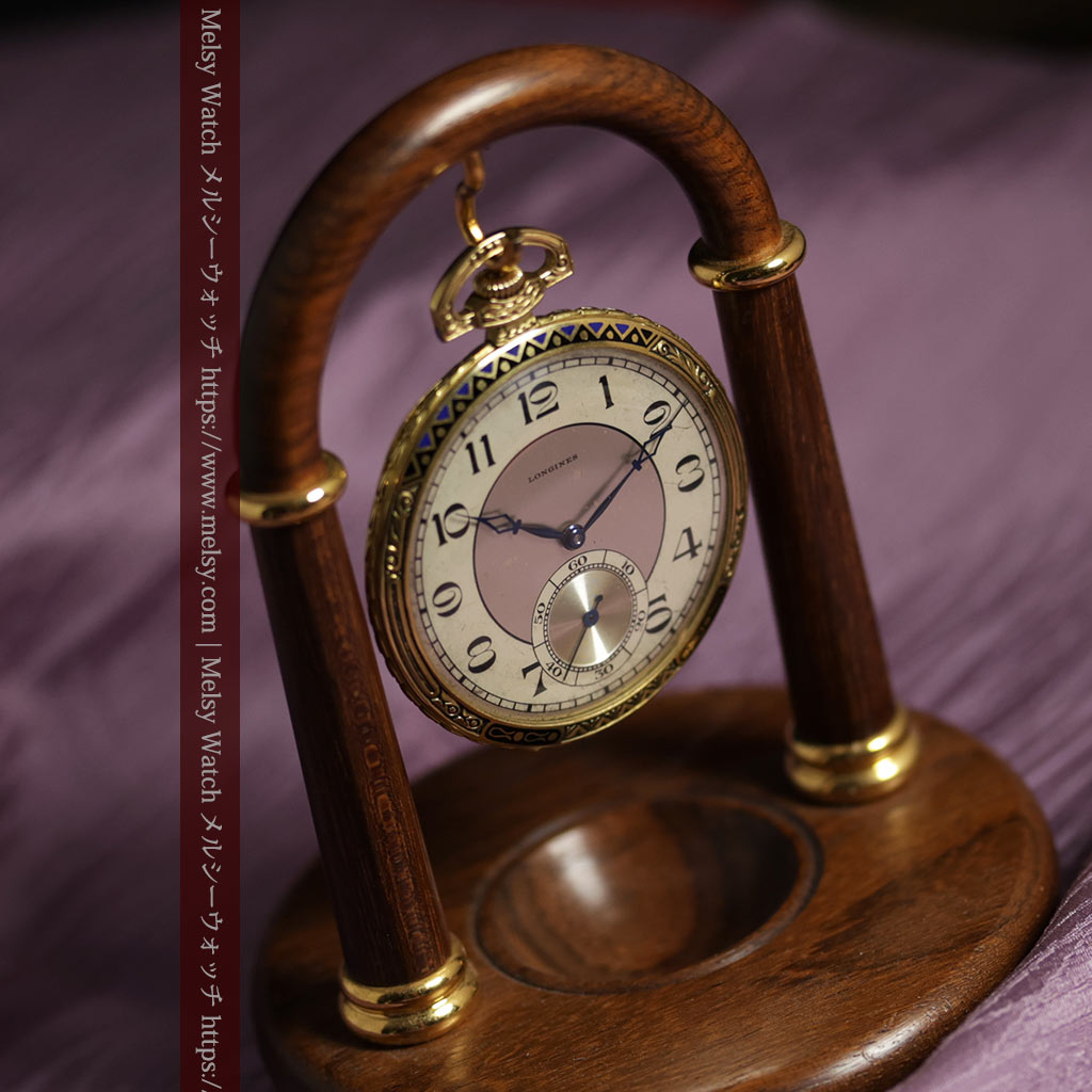 ロンジン 豪華で綺麗な装飾の18金無垢アンティーク懐中時計 【1927年製】箱付き-P2415-2