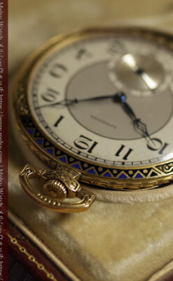 ロンジン 豪華で綺麗な装飾の18金無垢アンティーク懐中時計 【1927年製】箱付き-P2415-20