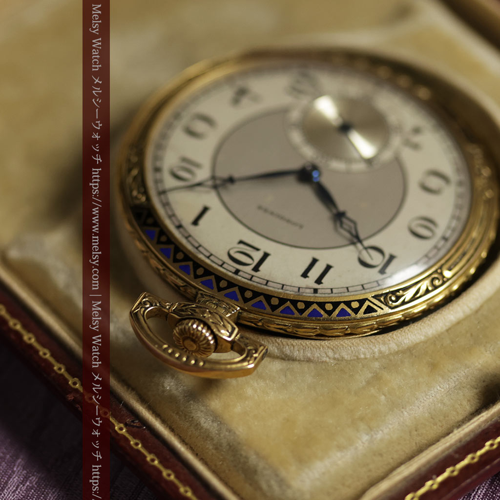 ロンジン 豪華で綺麗な装飾の18金無垢アンティーク懐中時計 【1927年製】箱付き-P2415-20