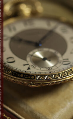 ロンジン 豪華で綺麗な装飾の18金無垢アンティーク懐中時計 【1927年製】箱付き-P2415-21