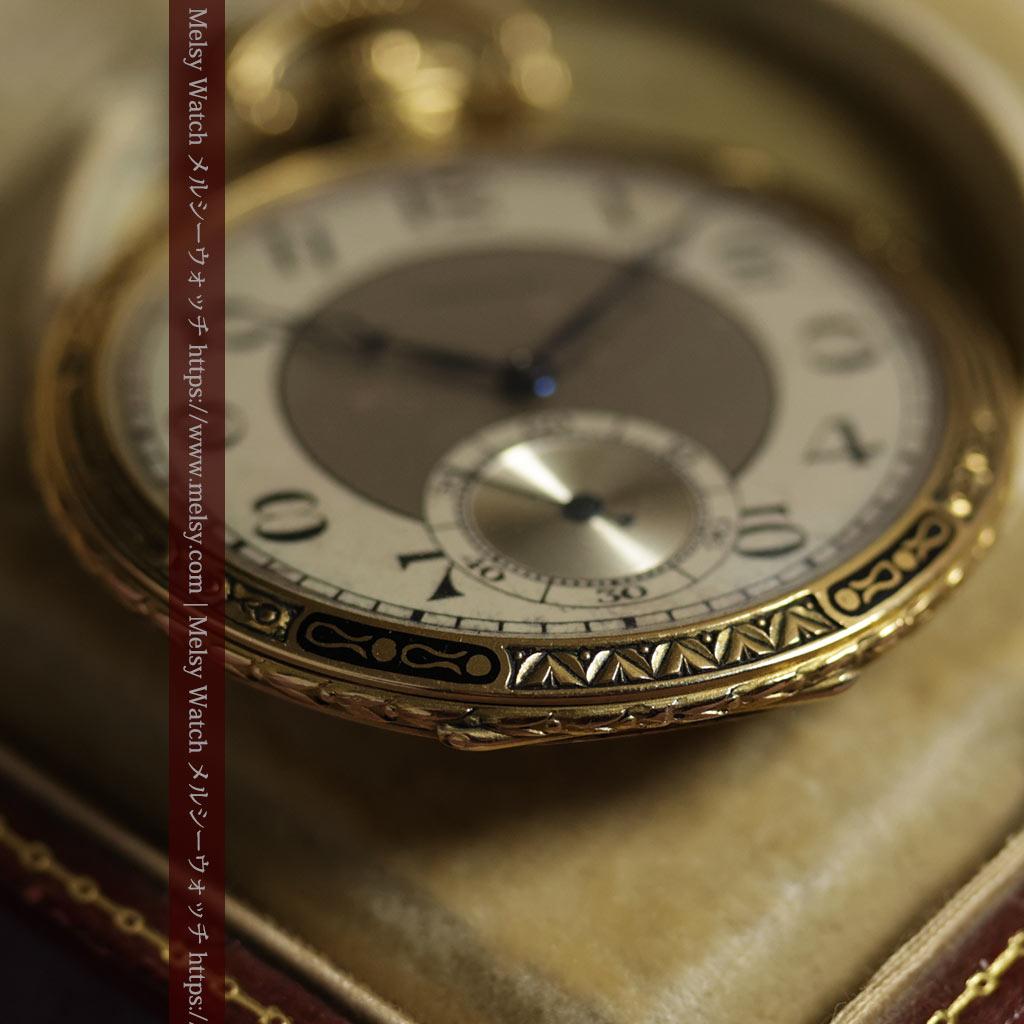 ロンジン 豪華で綺麗な装飾の18金無垢アンティーク懐中時計 【1927年製】箱付き-P2415-21