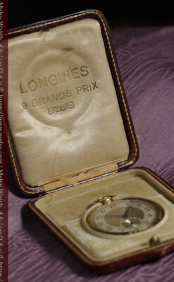 ロンジン 豪華で綺麗な装飾の18金無垢アンティーク懐中時計 【1927年製】箱付き-P2415-22