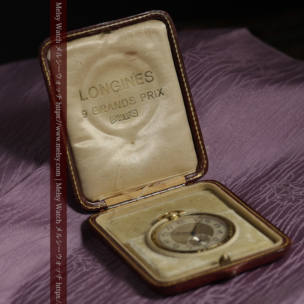 ロンジン 豪華で綺麗な装飾の18金無垢アンティーク懐中時計 【1927年製】箱付き-P2415-22