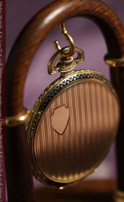 ロンジン 豪華で綺麗な装飾の18金無垢アンティーク懐中時計 【1927年製】箱付き-P2415-3