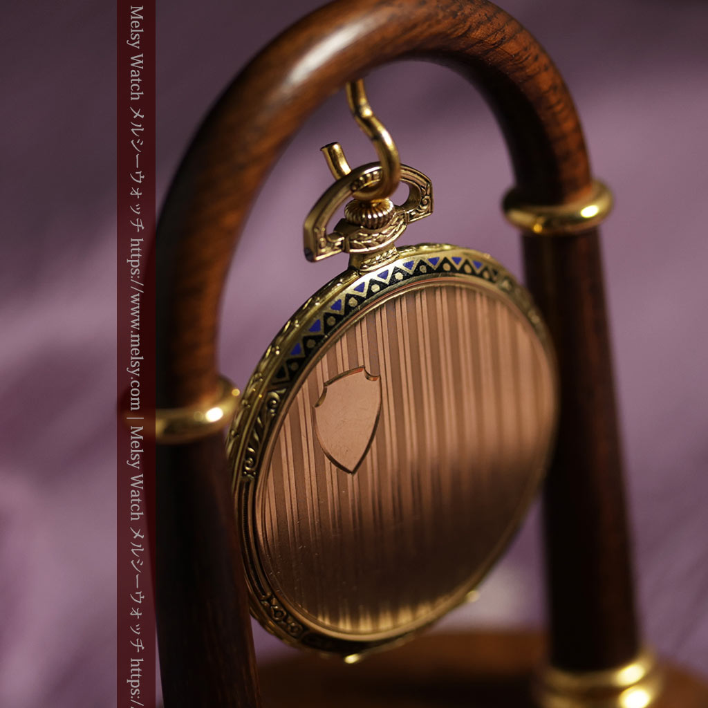 ロンジン 豪華で綺麗な装飾の18金無垢アンティーク懐中時計 【1927年製】箱付き-P2415-3