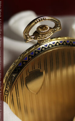 ロンジン 豪華で綺麗な装飾の18金無垢アンティーク懐中時計 【1927年製】箱付き-P2415-5