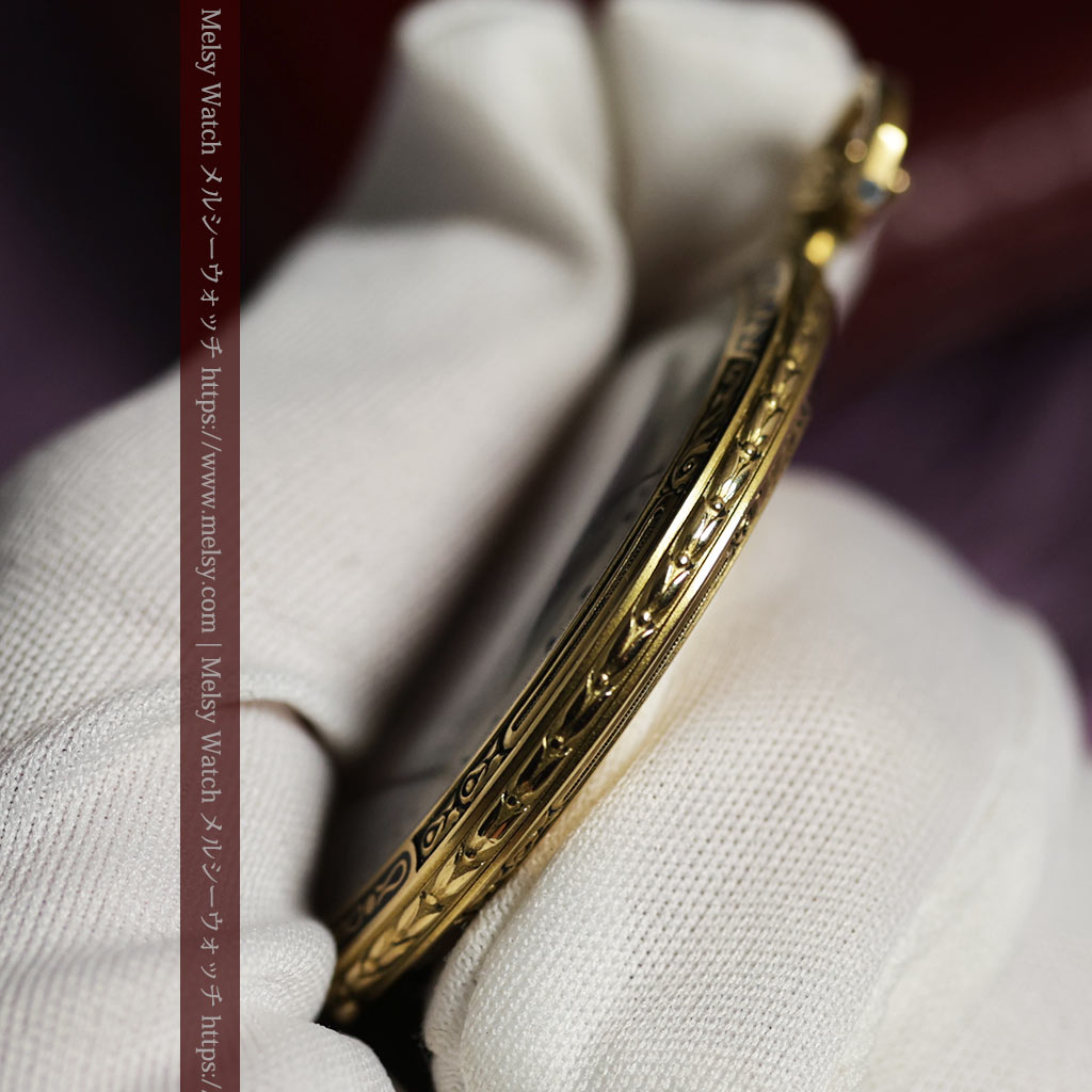 ロンジン 豪華で綺麗な装飾の18金無垢アンティーク懐中時計 【1927年製】箱付き-P2415-7