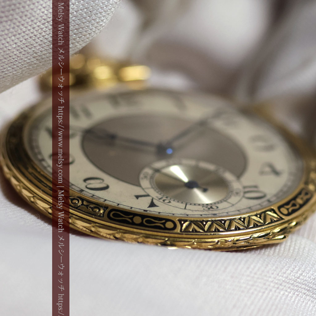 ロンジン 豪華で綺麗な装飾の18金無垢アンティーク懐中時計 【1927年製】箱付き-P2415-8