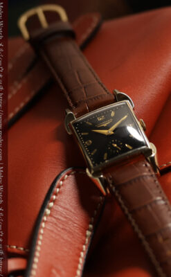 ロンジンの黒い文字盤に金色が映えるアンティーク腕時計 【1953年頃】個性光るラグ-W1683-12