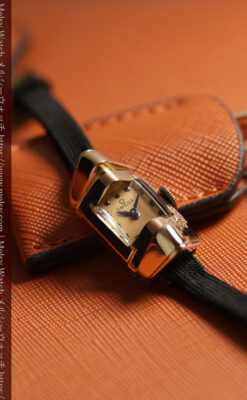 オメガ 18金アンティーク腕時計 超立体デザインとルビーの文字盤 【1940年頃】レディース-W1684-1