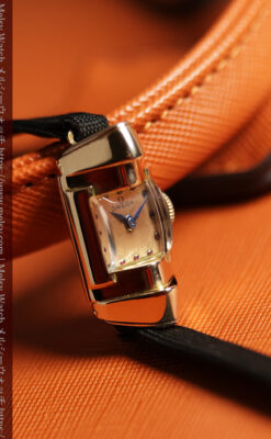 オメガ 18金アンティーク腕時計 超立体デザインとルビーの文字盤 【1940年頃】レディース-W1684-11