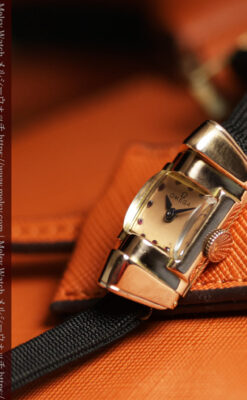 オメガ 18金アンティーク腕時計 超立体デザインとルビーの文字盤 【1940年頃】レディース-W1684-12