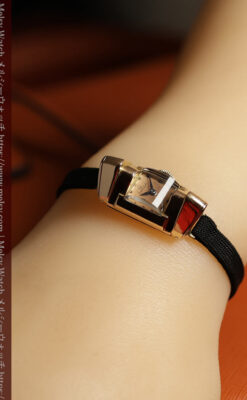 オメガ 18金アンティーク腕時計 超立体デザインとルビーの文字盤 【1940年頃】レディース-W1684-22