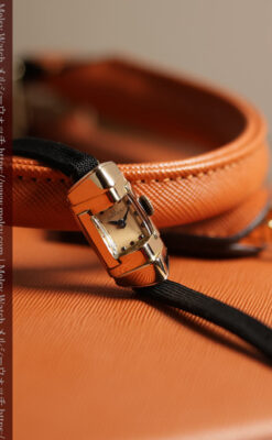 オメガ 18金アンティーク腕時計 超立体デザインとルビーの文字盤 【1940年頃】レディース-W1684-5