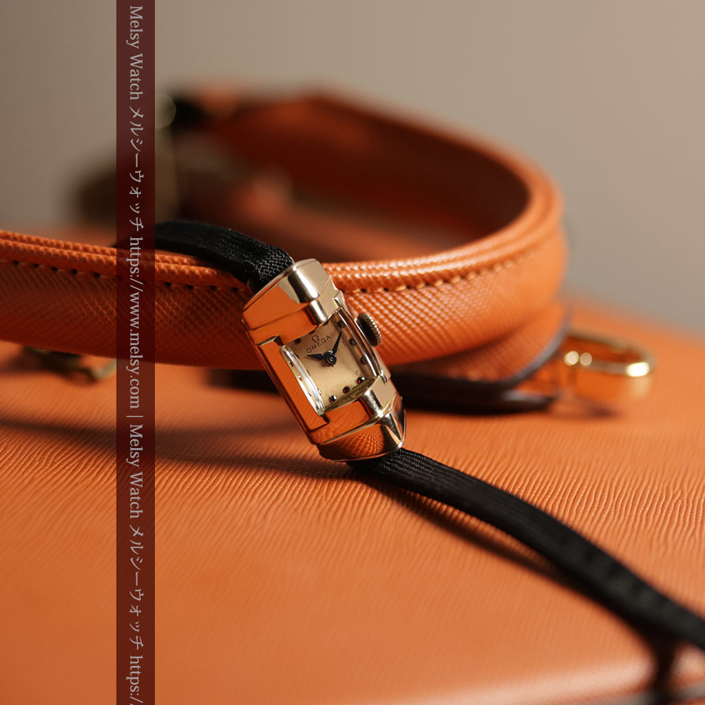 オメガ 18金アンティーク腕時計 超立体デザインとルビーの文字盤 【1940年頃】レディース-W1684-5