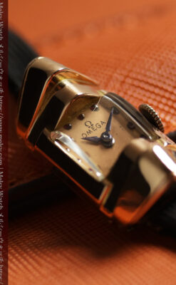 オメガ 18金アンティーク腕時計 超立体デザインとルビーの文字盤 【1940年頃】レディース-W1684-8