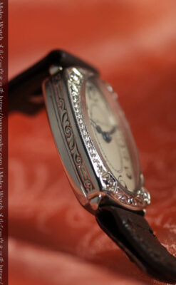 グリュエンの品のある楕円形とダイヤ装飾の金無垢アンティーク腕時計 【1931年頃】レディース-W1685-13