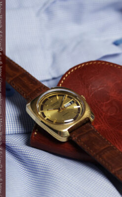 英国ベンソン 個性あるぷっくりと厚みのある自動巻き腕時計 【1970年頃】-W1686-10