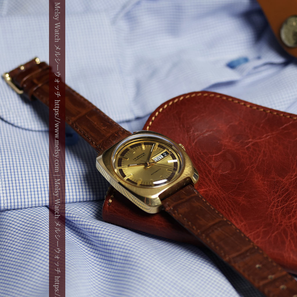 英国ベンソン 個性あるぷっくりと厚みのある自動巻き腕時計 【1970年頃】-W1686-10