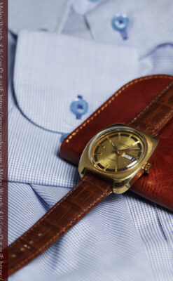 英国ベンソン 個性あるぷっくりと厚みのある自動巻き腕時計 【1970年頃】-W1686-11