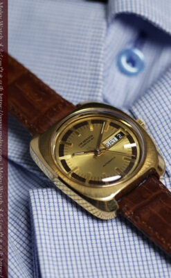 英国ベンソン 個性あるぷっくりと厚みのある自動巻き腕時計 【1970年頃】-W1686-2