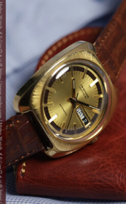 英国ベンソン 個性あるぷっくりと厚みのある自動巻き腕時計 【1970年頃】-W1686-4