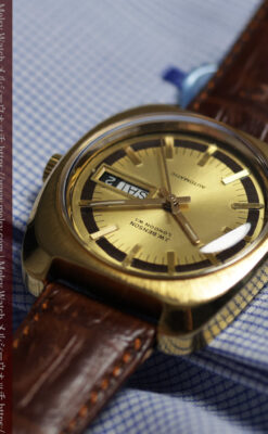 英国ベンソン 個性あるぷっくりと厚みのある自動巻き腕時計 【1970年頃】-W1686-5