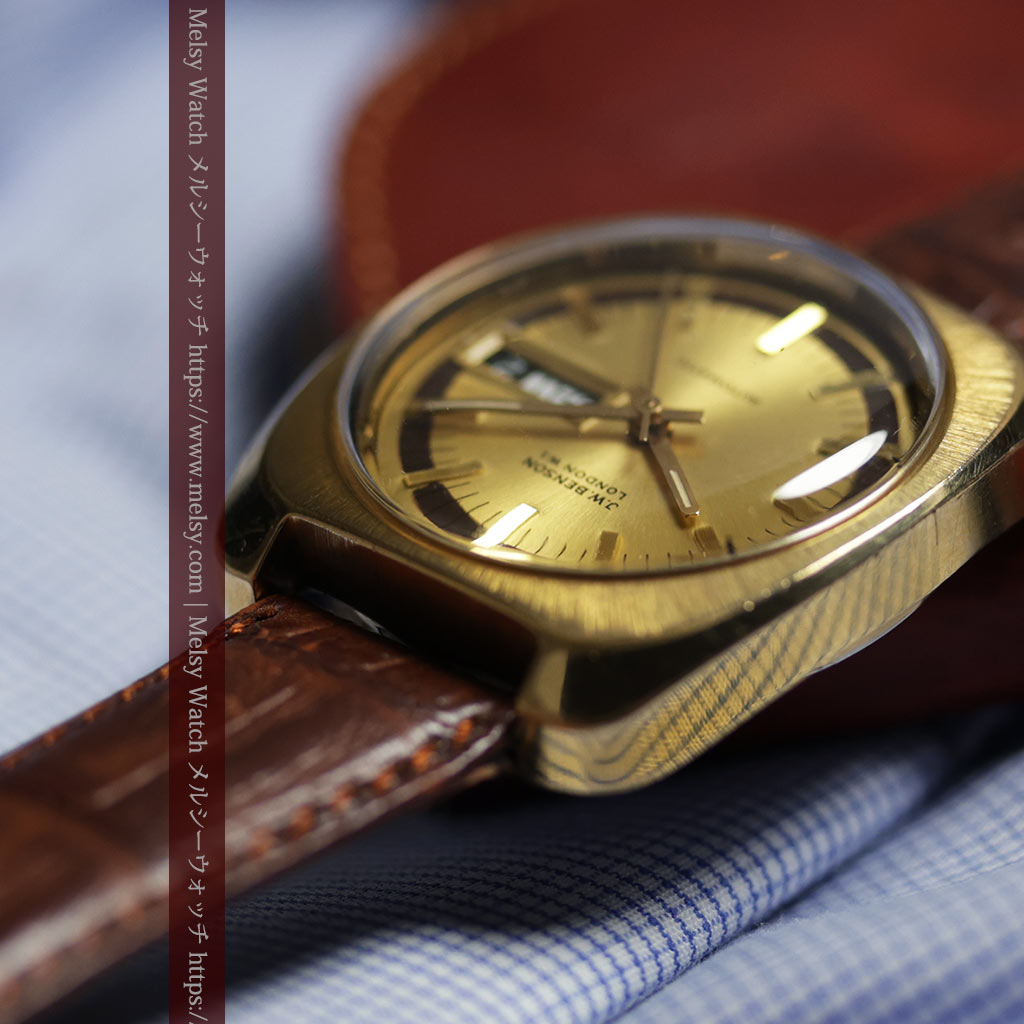 英国ベンソン 個性あるぷっくりと厚みのある自動巻き腕時計 【1970年頃】-W1686-6