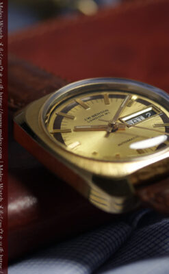 英国ベンソン 個性あるぷっくりと厚みのある自動巻き腕時計 【1970年頃】-W1686-7