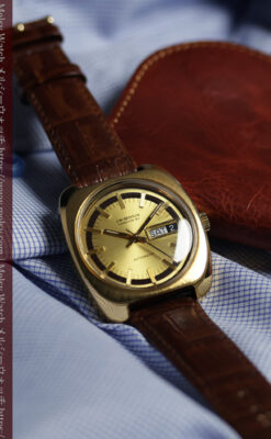 英国ベンソン 個性あるぷっくりと厚みのある自動巻き腕時計 【1970年頃】-W1686-9