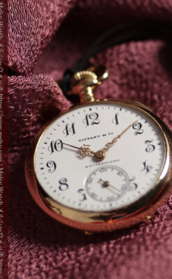 ティファニーの小さな14金無垢アンティーク懐中時計 【1902年製】ネックレス＆腕時計-P2416-14