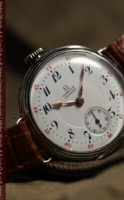 仕事をしながら楽しめるオメガの銀無垢アンティーク腕時計 【1915年頃】ニエロ装飾-W1687-10