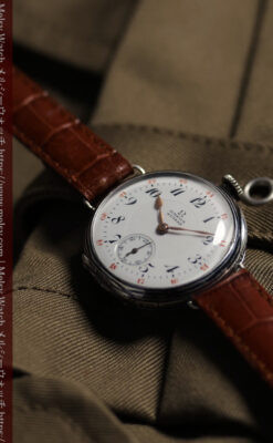 仕事をしながら楽しめるオメガの銀無垢アンティーク腕時計 【1915年頃】ニエロ装飾-W1687-3